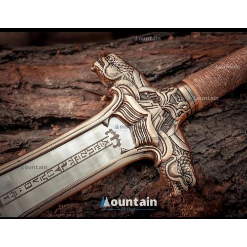 Mettleive | Conan The Barbarian Father Sword Full Tang Conan Real Atlantean Barbarian Destroyer Conquering Double Edge Two Sided Cold Steel Sword