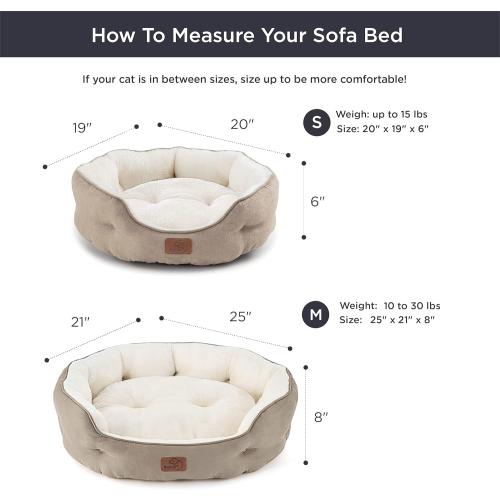 Bedsure Dog Beds for Small Dogs - Round Cat Beds for Indoor Cats, Washable Pet Bed for Puppy and Kitten with Slip-Resistant Bottom, 20 Inches, Camel