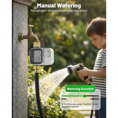 [All-New 2027] Sprinkler Timer with Brass Inlet, Unistyle Programmable Water Timer for Garden Hose, IP55 Waterproof Hose Timers with Manual and Automatic Irrigation Timers Yard Lawn Patio Heavy Duty