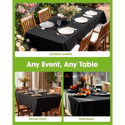 Pureegg Rectangle Table Cloth 60 x 84 – Durable Polyester Tablecloth Offers Reusable & Washable Protection, Ideal for Outdoor Party, Picnic, Wedding, Banquet and Birthday, 1 Pack, Black
