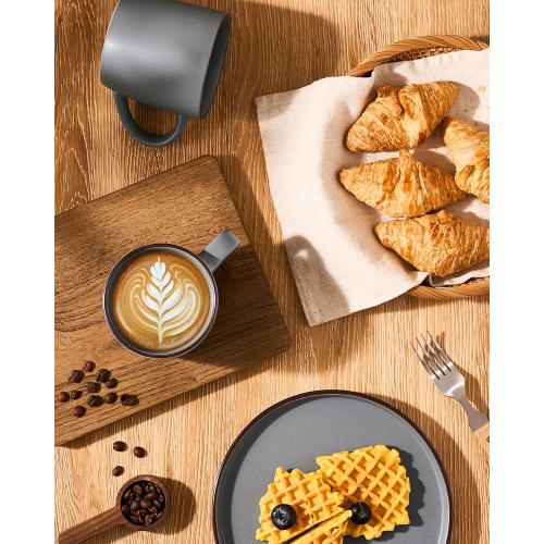 famiware Mercury Coffee Mugs 13 oz, Coffee Mugs Set of 4 with Handle, Cups for Latte, Hot Tea, Cappuccino, Mocha, Cocoa, Dark Grey
