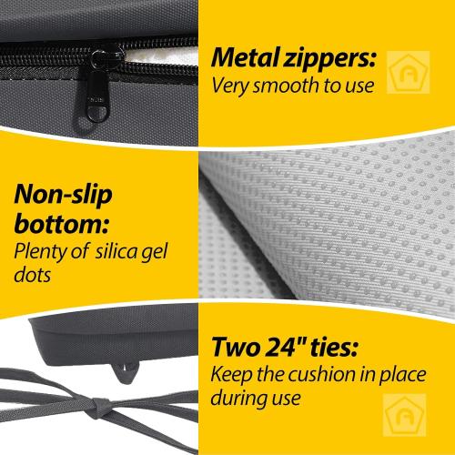 AAAAAcessories Outdoor Seat Cushions for Chairs, Waterproof, Fade-Resistant, 20 x 18 x 3, Patio Furniture Replacement Cushions, Set of 2, Dark Gray