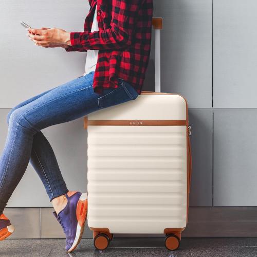 UKEIN Luggage Sets 3 Piece, Carry On Luggage 20In With Spinner Wheels,PC Hardside Suitcase Set with TSA Lock,Durable Carry On Suitcase With Travel Backpack for Men (Beige, 3 piece set (20inch))