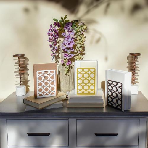 CNK Book Ends Bookends for Decorative Books Holder Bookend Shelves End Hold Heavy Duty Holders Stoppers Metal Stopper Cute Boho Bookshelf Holds Cookbook Office Home Set of 2 Bookends Pair Black