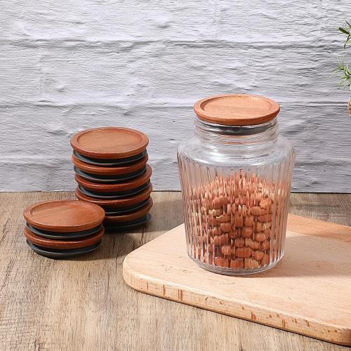 12PCS 2.75 Wooden Lids for Mason Jars Round Regular Mouth Canning Lids with Airtight Silicone Seal Reusable Lid for Canning and Preserving in Mason Jars, Coffee Color