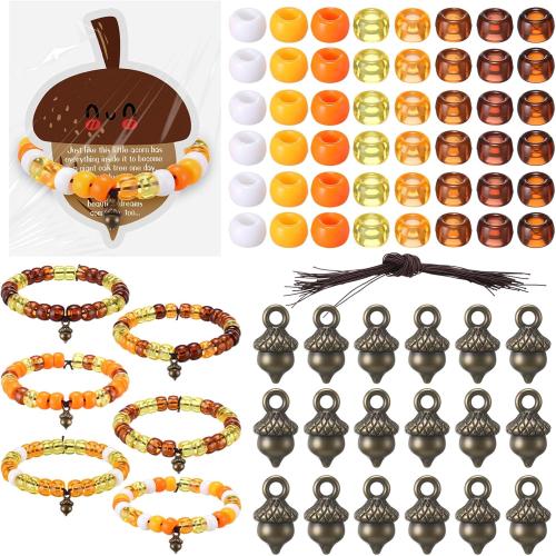 Tondiamo 36 Set Thanksgiving Bracelet Kit Fall Bracelet Crafts Kit Thanksgiving Acorns Shaped Beads and Card with Jute Twine for Jewelry Making Fall DIY Games Activities Prizes