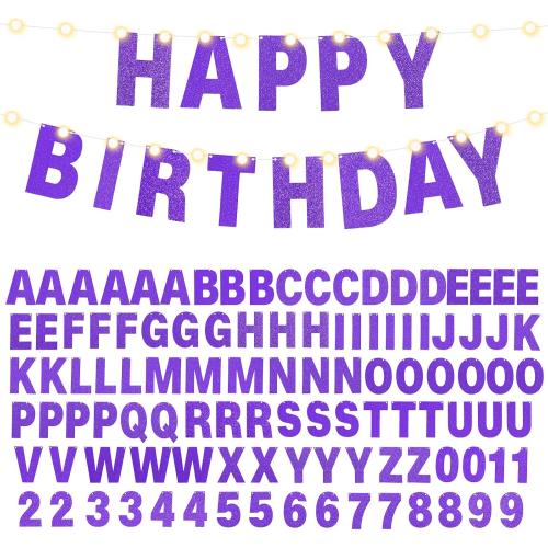 TaoBary 112 Pcs DIY Banner Letters Kit with Numbers,Purple