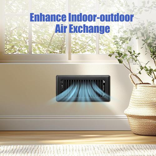 Floor Vent Covers, 4x10 Floor Register Heavy Duty Steel Vent Covers for Home Floor and Sidewall, Heat Air Vent Covers with Easy Adjust Air Supply Lever, Rust Proof Finish Air Registers Black, 10 Pack