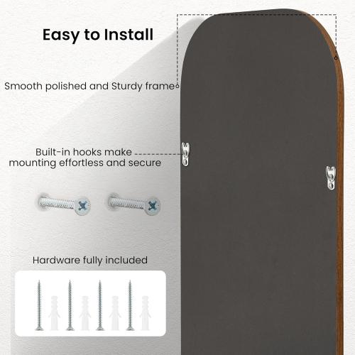 30x40 Arch Wall Mirror Bathroom Mirror for Wall Mounted, Tempered Glass, Wood Grain Finish Frame Wall Mirror Decorative for Bedroom Living Room Entryway
