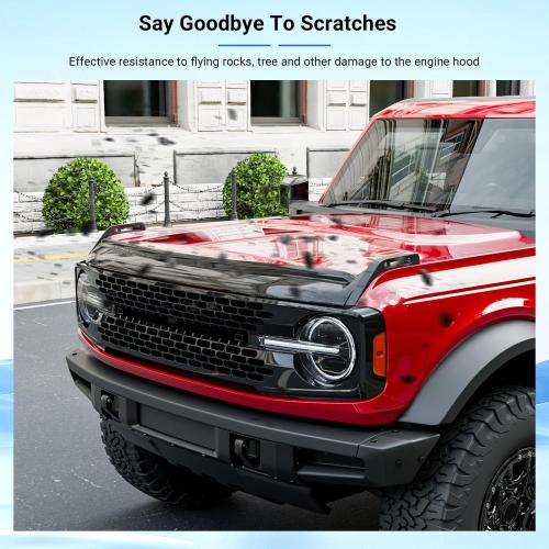 PTYYDS Hood Deflector Compatible with 2021-2026 Ford Bronco 2/4 Door Hood Protector ABS Glossy Black Shield Replacement for 2021-2026 Ford Bronco Accessories