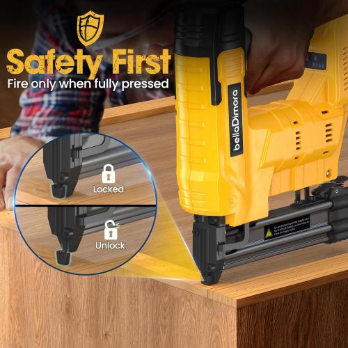 18GA Cordless Brad Nailer & Staple Gun - Compatible with Dewalt 20V Battery - 2-in-1 Brushless Nail Gun with 1000 Nails & Staples - Professional Home Improvement Tool(No Battery)