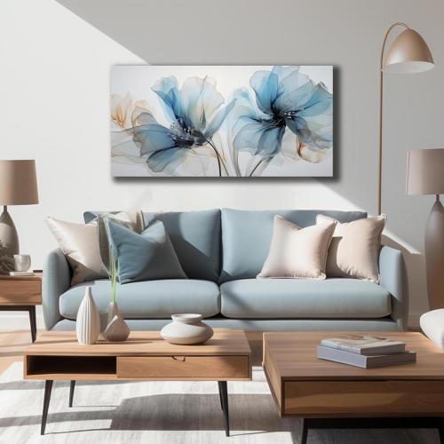 Flower Pictures Wall Decor For Bedroom Blue Canvas Wall Art For Office Women Modern Canvas Wall Art For Living Room