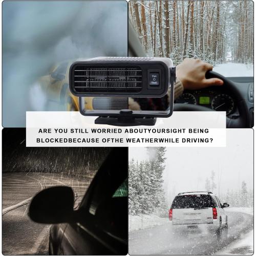 Car Heater-Cigarette Lighter Heater,12V Portable Heater for Car,Adjustable Electric Heating Fan and Windshield Defogging Defroster