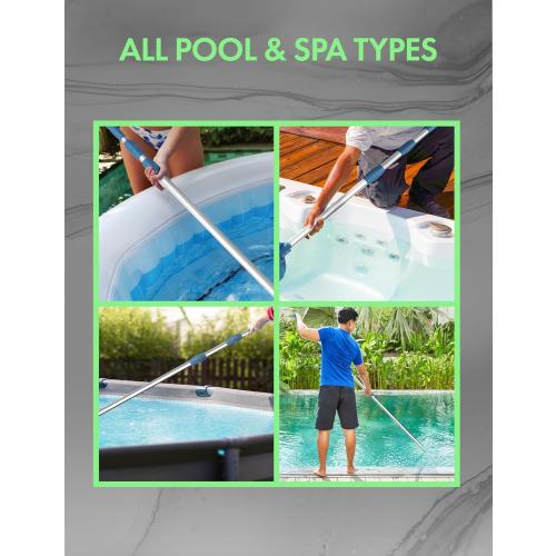 KOKIDO Rechargeable Heavy Duty Pool Leaf Vacuum, 62GPM Powerful Suction,Bundle with Professional 12ft Heavy Duty Swimming Pool Pole