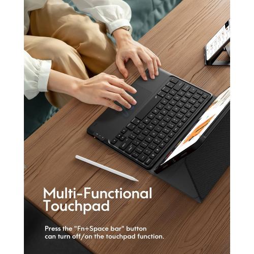 Color Black for iPad Air 11 Inch Case with Keyboard M3/M2 (2025/2024), 7-Color Backlight, Multi-Touch Trackpad, 2 Wireless Channels, for iPad Pro 11 (4th/3rd/2nd/1st Gen) & iPad Air 5th & 4th Gen, Black