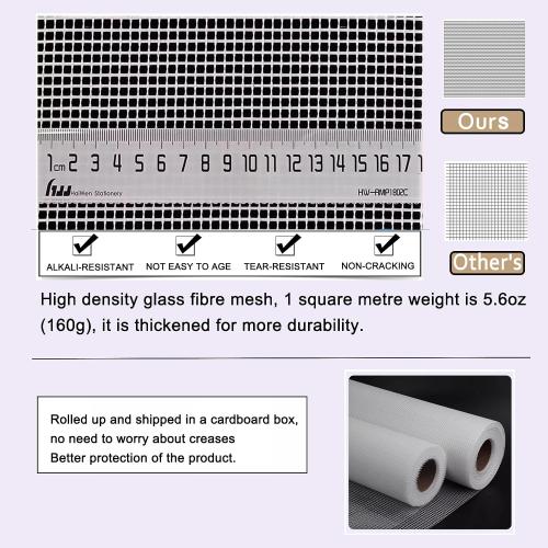 Heavy-Duty Fiberglass Mesh Roll Plastering Mesh Stucco Fibreglass Reinforcing Mesh for Wall Plastering Rendering Tiling Gypsum Seam Repair Large Size 160g/m²(Size:50cmx100m(1.6ft x 328ft))