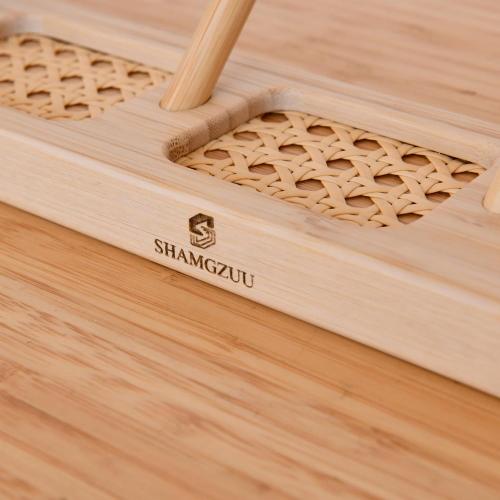 Coat Rack Wall Mount, Rattan Coat Hooks Hanger Wall Mounted, 6 Heavy Duty Bamboo Hooks Rack Rail for Hanging Clothes Hats Bags Robes Towels Plants, White (Natural)