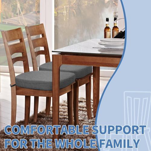 BUYUE Thickened 2.5 Friendly Woven Fabric Dining Chair Cushion, U-Shape High Density Foam Comfortable Chair Pad for Kitchen, Slip Resistant Indoor Seat Cushion (1 Piece, Dark Gray)