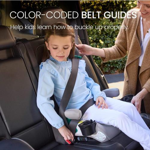 Britax UpNGo Click Backless Booster Car Seat with Rigid Latch, Lightweight and Portable Travel Booster with Slim Design and PosturePlus, Accommodates Kids up to 120 Lbs and 63” – Parchment