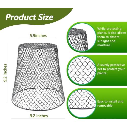 Anothera 10Pcs Chicken Wire Cloche Plant Covers, 9.2×9.2 Inches Plant Protectors from Animals, Metal Garden Plant Cages for Outdoor Plants, Keep Rabbits, Squirrels, Birds Out