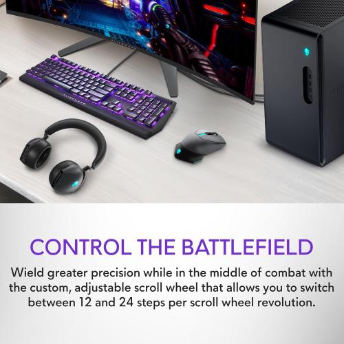 Alienware Wired/Wireless Gaming Mouse AW610M - 16000 DPI Optical Sensor, 350 Hour Rechargeable Battery, 7 Buttons, 3-ZONE 16.8m AlienFX RGB Lighting, Ergonomic - Dark Side of the Moon