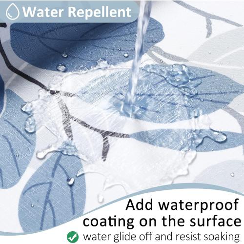 BOODII Blue Leaves Shower Curtains for Bathroom Spring Floral Plant Leaves Shower Curtain Narrow Vine Succulent Botanical Bath Curtain Linen Like Texture Ink Natural Bathroom Decor 54x72