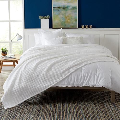 100% Cotton Waffle Weave Bed Blanket | Soft, Breathable, and Lightweight Blanket for All-Season | Perfect for Layering King, White)