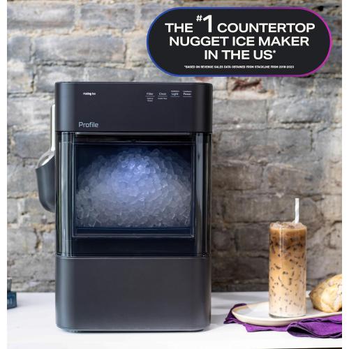 GE Profile Opal 2.0 Ultra Nugget Ice Maker with Scale Inhibiting Filter, Scoop Included, 38 lbs in 24 Hours, Pellet Ice Machine with WiFi & Smart Connected, Black