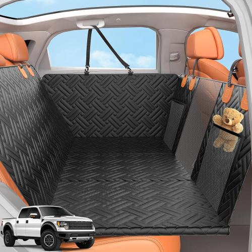 Back Seat Extender for Trucks,Hard Bottom Car Seat Cover for Dogs | Waterproof Hard Bottom Dog Car Seat Cover for Ford/GMC/Chevrolet/Toyota/RAM Crew Cab Trucks&Full-Size SUVs (XL-Black)