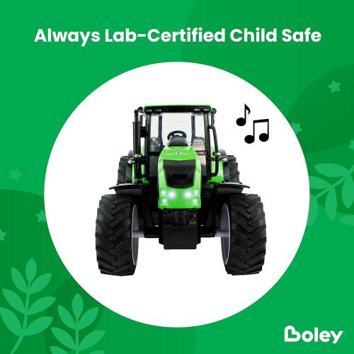 Boley Jumbo Green Tractor - Light & Sound Farm Toy for Boys & Girls Ages 3 , Realistic Farm Playset with Soft Tires, Large Wheels