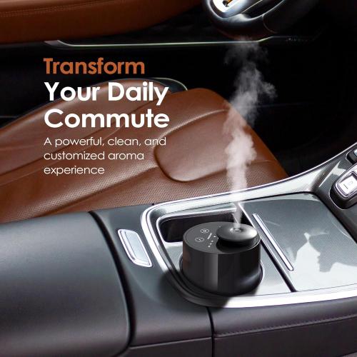 Airversa Waterless Diffuser for Essential Oil, Car Diffsuer, Battery Operated Nebulizer, 0.7 Fl Oz/ 20mL, Mini Scent Air Machine, 3 Timers & 3 Mist Levels for Home, Room, Car, Office - AN6 Black