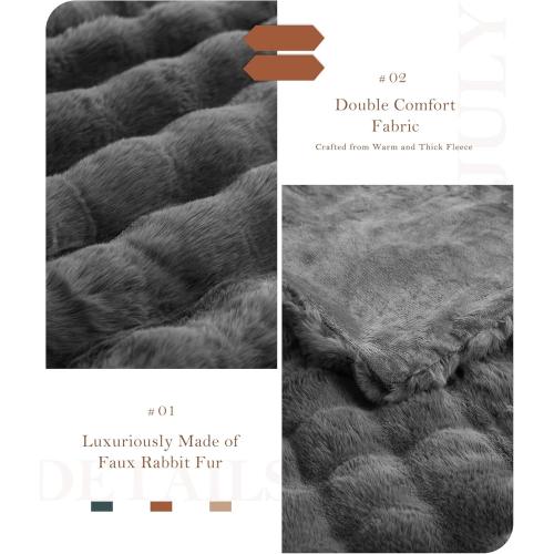 July Warm Bubble Faux Fur Throw Blanket, Thick Reversible Fleece Throw Blanket for Bed, Couch, Sofa, Luxury Fuzzy Blanket, 60x70, Tye Dye Blue