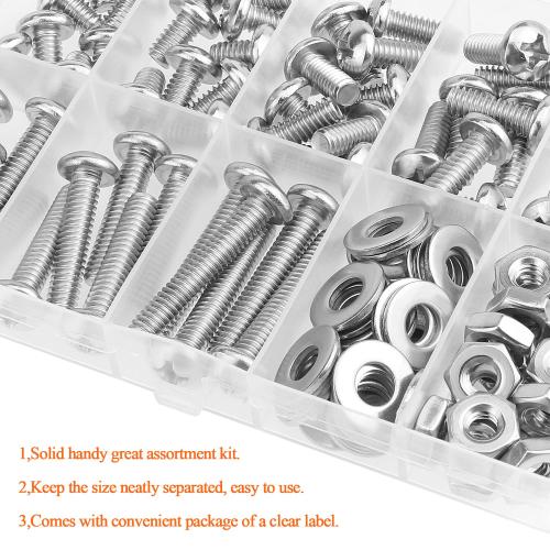 HELIFOUNER 102 Pieces #12-24 Phillips Pan Head Machine Screws Nuts Washers Assortment Kit, Coarse Thread, Fully Machine Threaded, 304 Stainless Steel