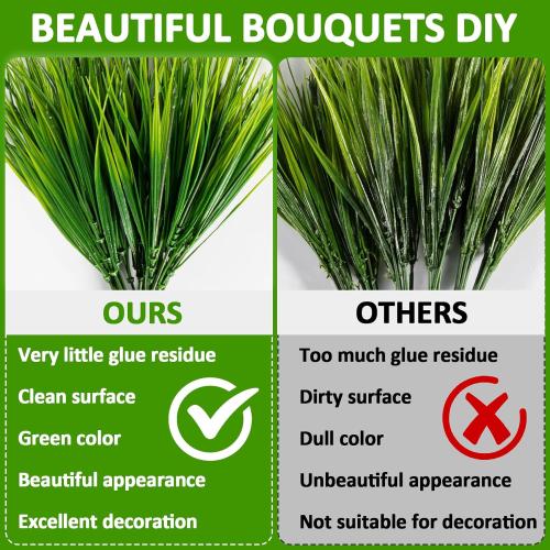 MAQIHAN 10 Artificial Grass Plant Outdoors - Faux Fake Wheat Grass Decor UV Resistant Outdoor Plants Plastic Outside Weed Plant Artificial Greenery for Porch Decorative