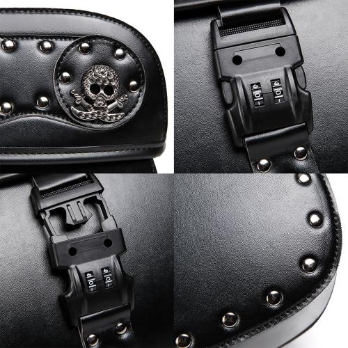 Motorcycle Saddlebags with Secure Lock, 30L Universal Powersports Side Saddle Bags, Waterproof Leather Saddlebag for Harley Sportster Dyna Softail Honda Shadow Rebel Yamaha Kawasaki Vulcan Cruiser