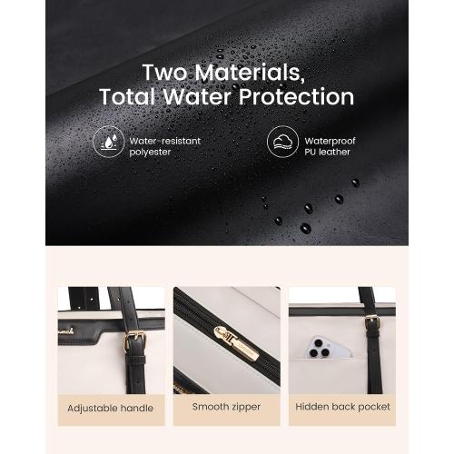 LOVEVOOK Work Tote Bag for Women 15.6 Inch Laptop Computer Bags with Cup Holder, Large Teacher Bag Briefcase for Business Office Travel Nude, Nylon&PU