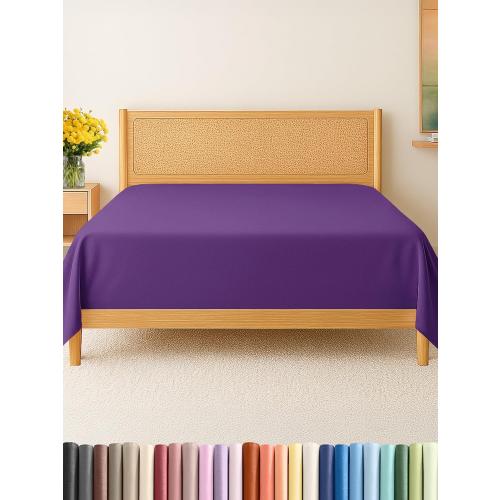 Queen Size Flat Sheet - Hotel Quality Top Flat Bed Sheet Only - Ultra-Soft, Breathable & Cooling - Fade & Wrinkle Free - Easy-Care, Stain & Shrink Resistant Bedding - Easy-Fit and Oeko-Tex - Purple