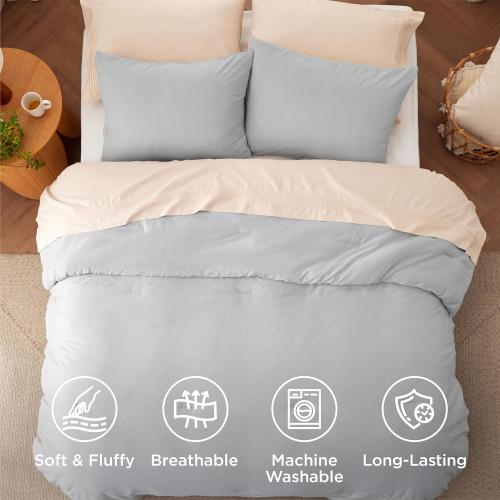 Bedsure King Comforter Set, Light Grey Soft Prewashed Bedding for All Seasons, 3 Pieces GentleSoft™ Bed Set, 1 Lightweight Comforter (104x90) and 2 Pillowcases (20x36)