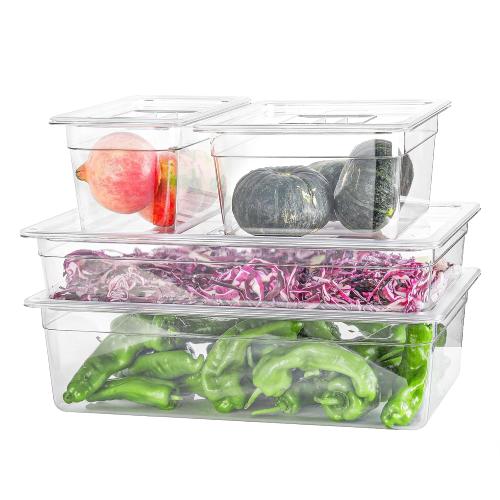 EGGKITPO 6 Pack 1/1 Size Lids Universal Full Size BPA-Free Polycarbonate Clear Food Pan Lids Dishwasher Safety Food Storage Container Cover with Handle for Food Prep Table Hotel