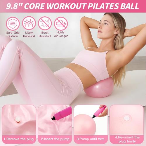 Pilates Kit, Home Pilates Workout Kit for Women, Pilates Equipment with 14.5 Pilates Ring and Ball, Resistance Bands, Ankle Weights, Sliders & Grip Socks Accessories for Starter Home Workouts