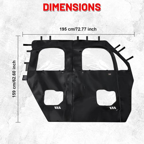 StarknightMT UForce 1000 XL Cab Enclosure with Zipper - Waterproof UTV Soft Side Doors Compatible with CFMOTO UForce 1000 XL 2022-2025, Windproof Dust Protection