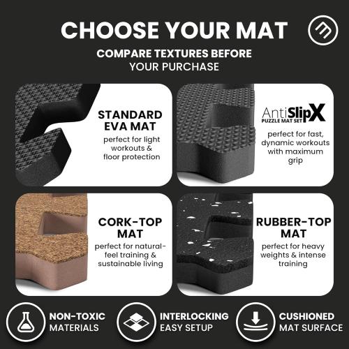 bemaxx Gym Mats Set - EVA Interlocking Foam Floor Tiles (12.6x12.6x0.4) Protective Gym Flooring Sports Home Workout Exercise Mats Puzzle Garage Fitness Play-Room Pool Treadmill Bike, 18 pcs, 18sqft