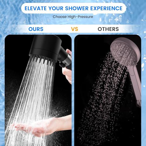 Color Black Filtered Shower Head with Handheld, High Pressure 3 Spray Mode Showerhead with 18 Stage Water Softener Filters for Hard Water - Remove Chlorine-BLACK