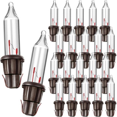 Mudder 80 Count Christmas Replacement Mini Light Bulbs with Base Christmas Tree Incandescent Wire String Lights Replacement Bulbs for Xmas Indoor Outdoor Decor(Brown Base Warm White,2.5Vx0.1A)