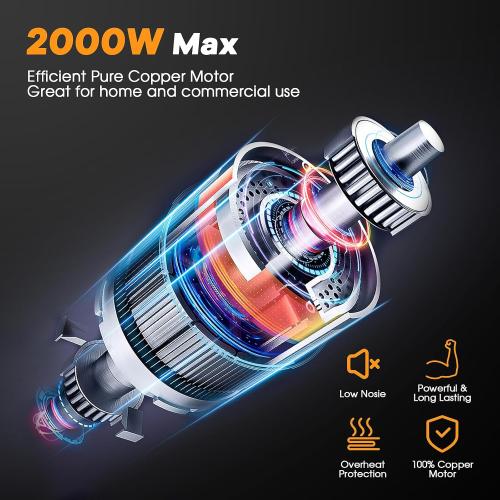 Electric Meat Grinder, Stainless Steel Sausage Stuffer Maker With 2 Blades, 3 Plates, Sausage Tube & Kubbe Kit, [2000W Max] Heavy Duty for Home Use