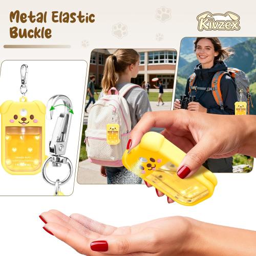Dog Silicone Case for Touchland Hand Sanitizer Spray with Keychain, Compatible with Power Mist & Glow Mist 1 FL Oz/30ML for Touchland Case, Cute Travel Cover Sleeve Yellow
