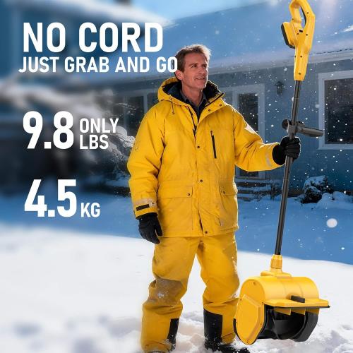 Cordless Snow Shovel Compatible with DeWalt 20V MAX Battery (NO Battery) 12 Wide & 7 Deep Cordless Snow Blower &10-Inch Polyurethane Auger, Directional Plate for Driveway, Side Walk