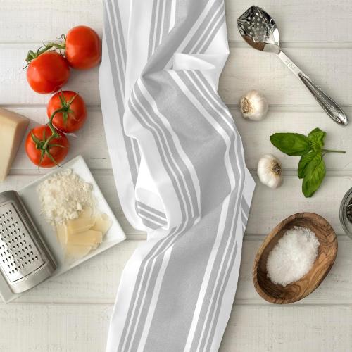 All-Clad Woven Bistro Kitchen Towels: Highly Absorbent, Super Soft Long Lasting - 100% Cotton, 20x30 Dish Towels for Cleaning & Drying Dishes, Pans, Glassware, or Countertops, (2Pack), Titanium