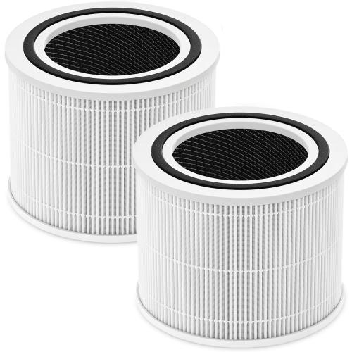 2Pack White Core 300 Replacement Filter for LEVOIT Core 300 Core300-P Core 300S Core 300S/P VortexAir Air Purifier, Core 300-RF, 3-in-1 HEPA Activated Carbon, 2 Pack, White, Core 300-P