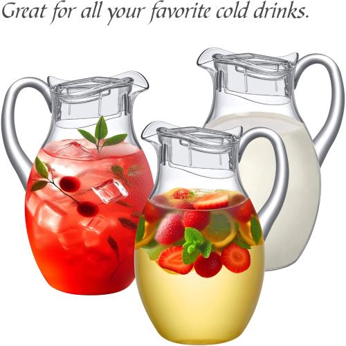 Amazing Abby - Bubbly Grand - 2-Pack Acrylic Pitcher (96 oz), Clear Plastic Water Pitcher with Lid, Fridge Jug, BPA-Free, Shatter-Proof, Great for Iced Tea, Sangria, Lemonade, Juice, Milk, and More